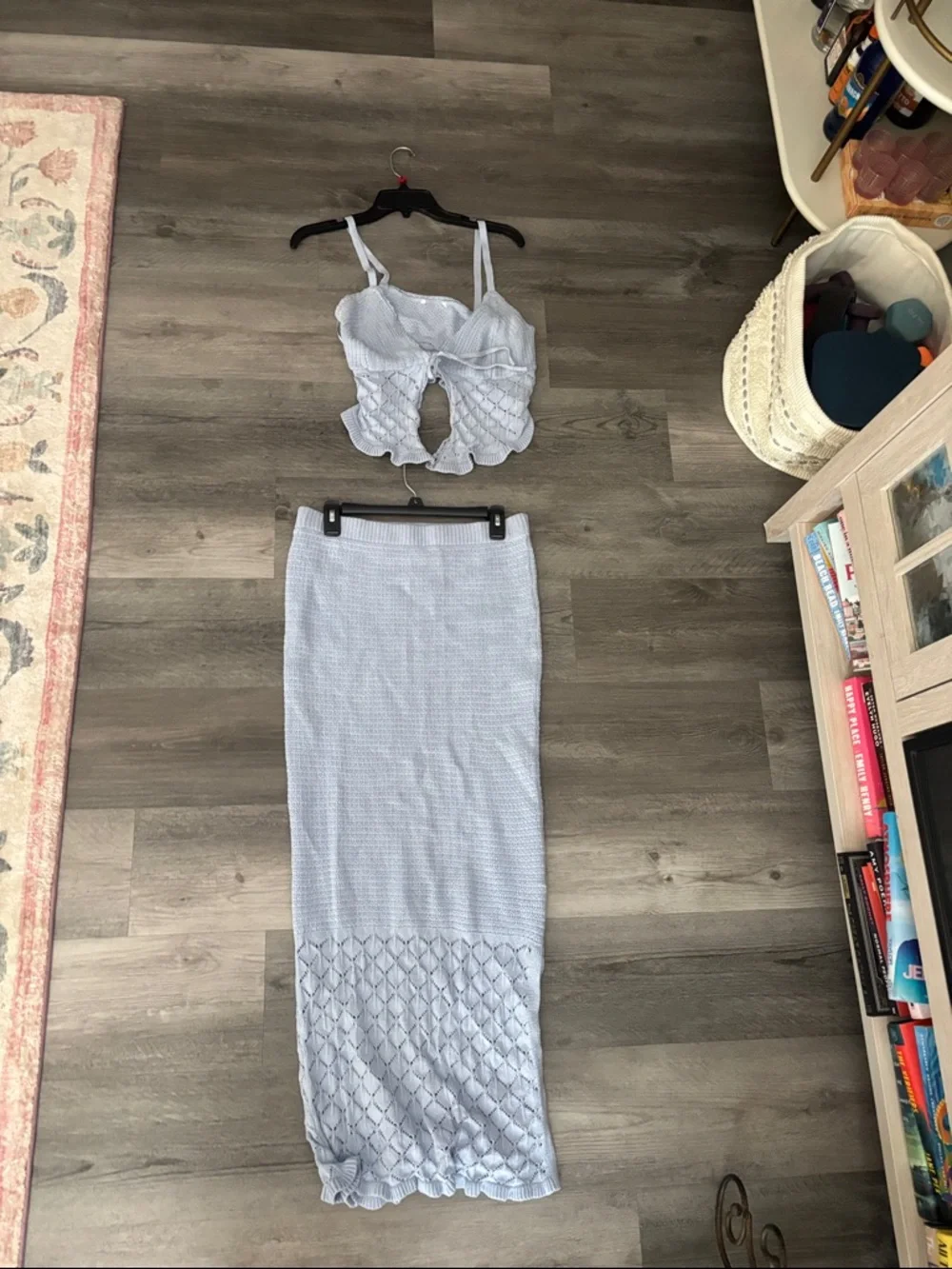 Olive & Oak Pale Blue Knit Set- Top and Midi Skirt - Picture 6 of 6